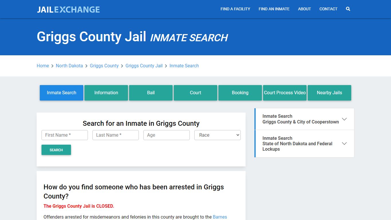 Griggs County Jail, ND Inmate Search: Roster & Mugshots