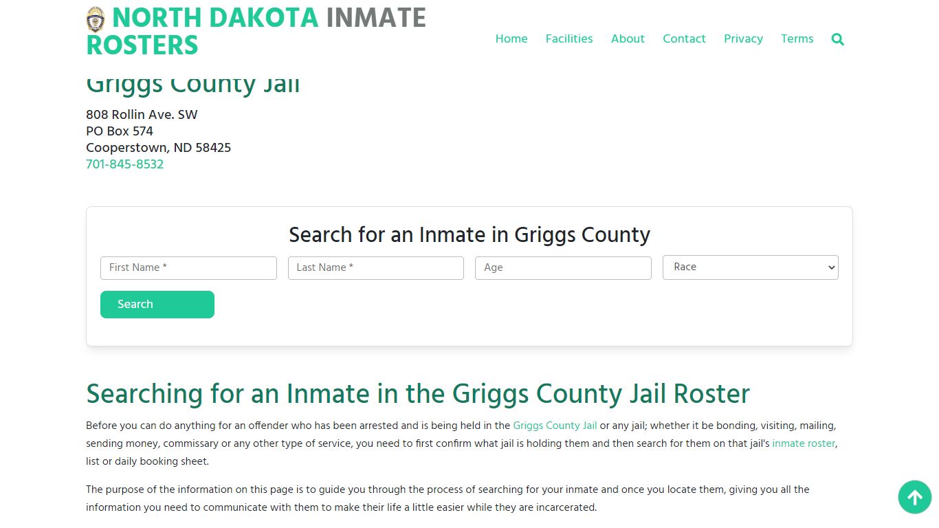 Griggs County Jail ND: Inmate Search & Roster