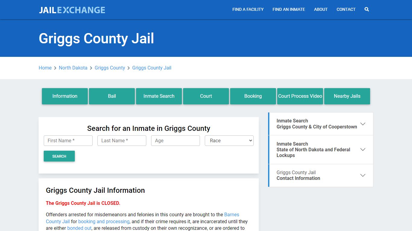 Griggs County Jail Roster Lookup, ND, Inmate Search